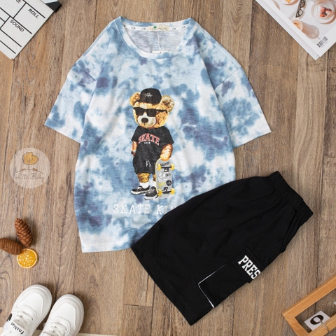 Bộ cotton trẻ em-bé trai B006 vải loang quần túi hộp 10/16