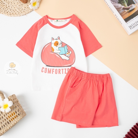 Bộ cotton Bé gái phối tay giáp lăng size 2/8 tuổi