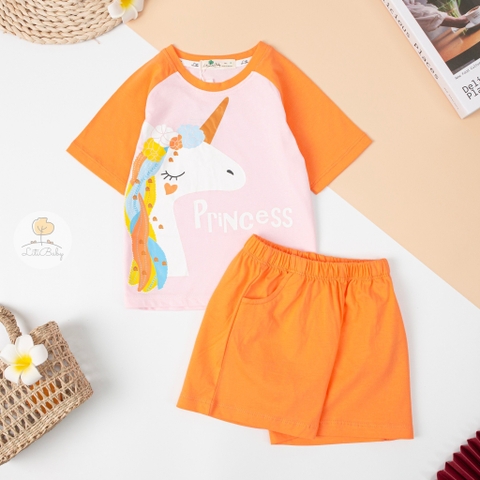 Bộ cotton Bé gái phối tay giáp lăng size 2/8 tuổi