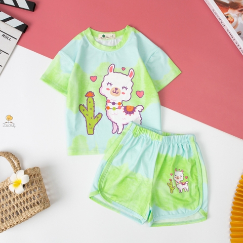 Bộ cotton Bé gái vải loang cừu, gấu size 2/7 tuổi