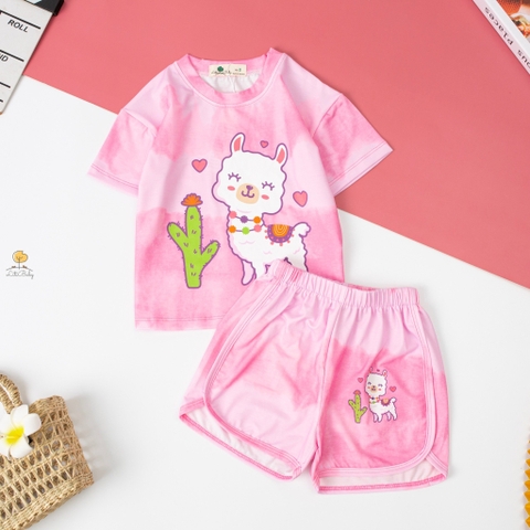 Bộ cotton Bé gái vải loang cừu, gấu size 2/7 tuổi