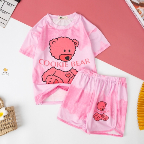 Bộ cotton Bé gái vải loang cừu, gấu size 8/16 tuổi