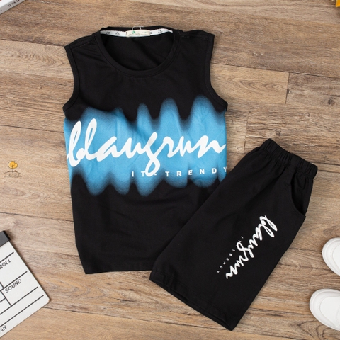 Bộ cotton BT,BG ngắn tay sát nách chữ Blaugrun 10/16