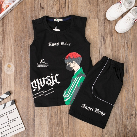 Bộ cotton BT,BG ngắn tay sát nách in Angel Baby 10/16