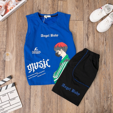 Bộ cotton BT,BG ngắn tay sát nách in Angel Baby 10/16