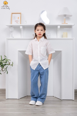 Quần bò dài xếp ly 3 cúc size 5/9 tuổi