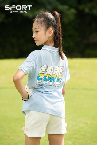 Áo cotton trẻ em - Bé Trai ngắn tay có cổ in chữ CORE 8/16