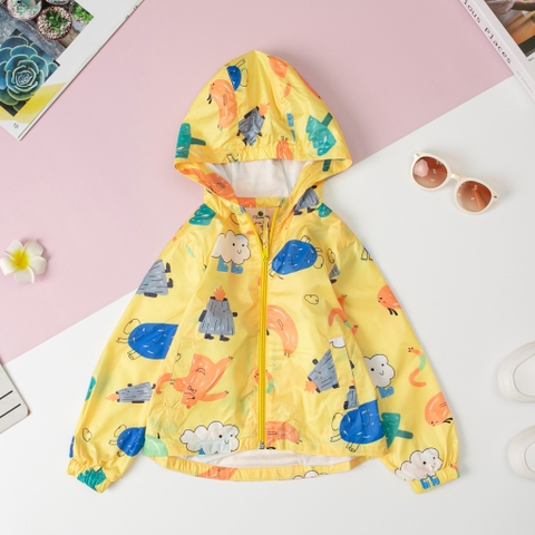 Áo gió bé trai, bé gái suông, họa tiết size 6/10 tuổi