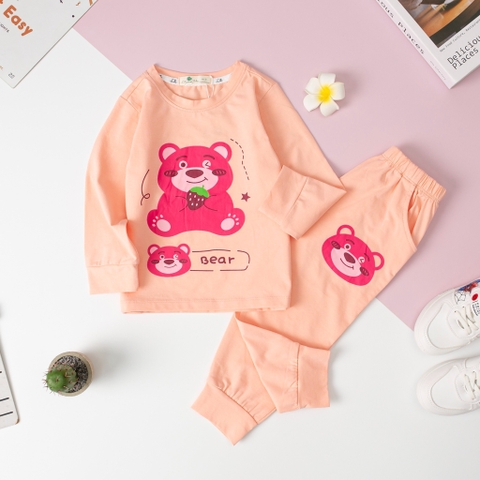 Bộ Bé gái thu đông 4 chiều in Gấu size 2/8 tuổi