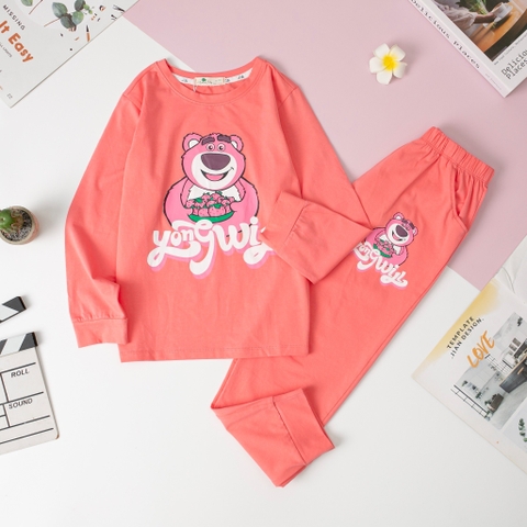 Bộ Bé gái thu đông 4 chiều in Gấu size đại 10/16T