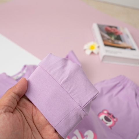Bộ cotton Bé gái thu đông 4 chiều in Gấu size 10/16 tuổi