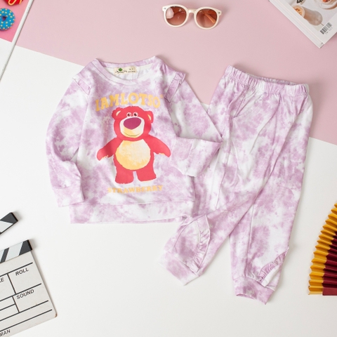Bộ Bé gái thu đông loang in hình size 2/8 tuổi