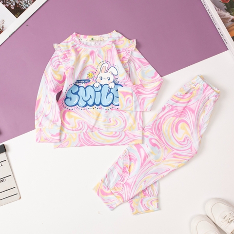 Bộ Bé gái thu đông loang in hình size 2/8 tuổi (lô 2)