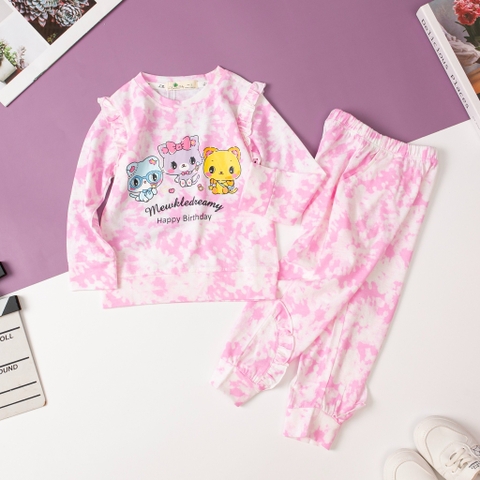 Bộ Bé gái thu đông loang in hình size 2/8 tuổi (lô 2)
