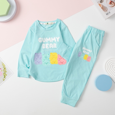 Bộ Bé gái cotton thu đông 4 chiều Gummy Bear size 2/8 tuổi