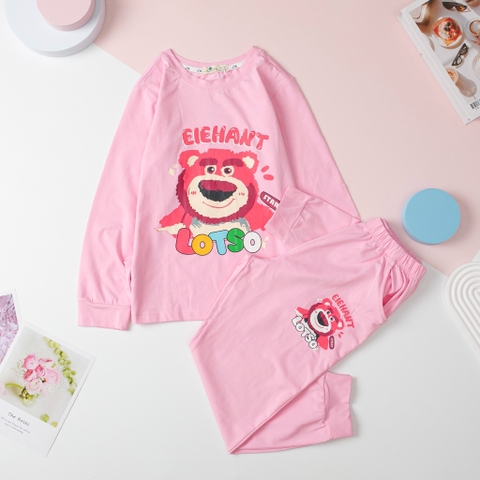 Bộ cotton Bé gái thu đông 4 chiều in Gấu size 10/16 tuổi