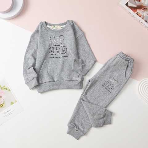 Bộ nỉ da cá Bé trai, bé gái chữ Bonnie size 2/8 tuổi