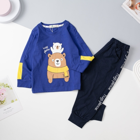 Bộ thun cotton Bé trai thu đông tay nối size 2/8 tuổi