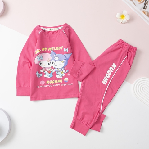 Bộ thu đông cotton Bé gái in chữ My Melody size 2/8 tuổi