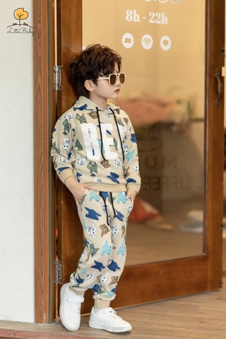 Bộ BT nỉ bông rằn ri có mũ 4/10