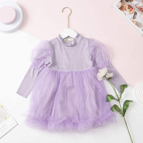 PH706 Váy Bé gái len tăm phối ren thu đông size 3/10 tuổi