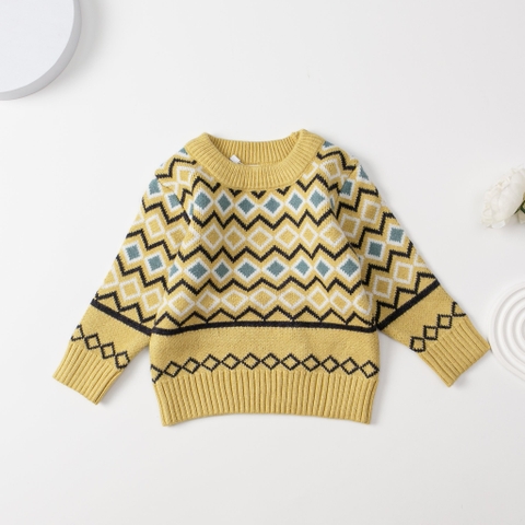 Áo len Bé trai cổ tròn dài tay size 1/4 tuổi