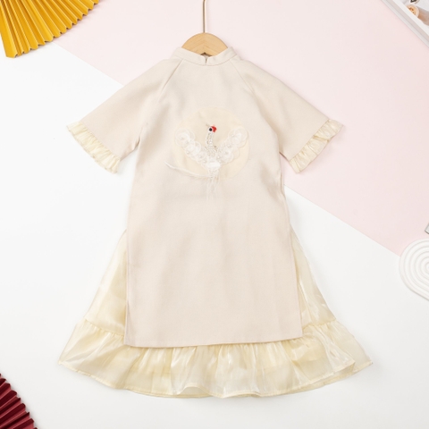 Áo dài nhung BG phối tay loe 2/10 x23