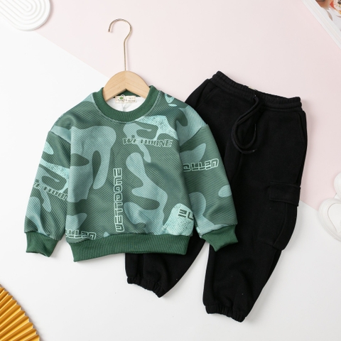 Bộ nỉ xốp bé trai vải chéo Hàn Quốc quần túi hộp size 10/14 tuổi