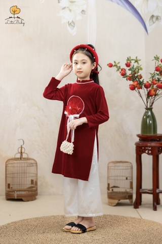 Áo dài nhung Bé gái size 2/12 tuổi