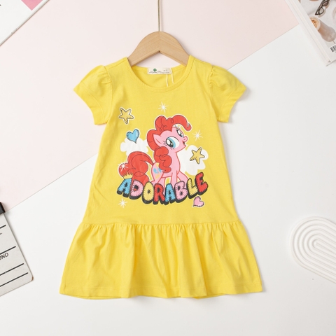 Váy cotton Bé gái viền tay đuôi cá size 2/10 tuổi