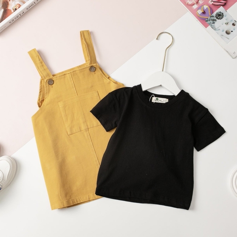Set quần yếm kaki và áo phông vàng BG hình thỏ 2/10