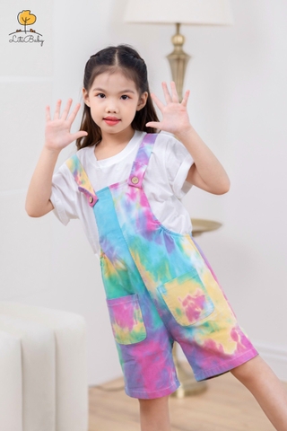 Set quần yếm kaki và áo phông loang BG 2/10 x24