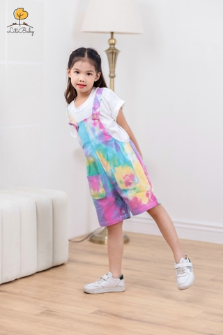Set quần yếm kaki và áo phông loang BG 2/10 x24