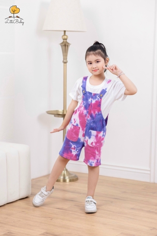 Set quần yếm kaki và áo phông loang BG 2/10 x24