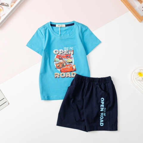 Bộ cotton Bé trai ngắn tay ô tô size 2/8T