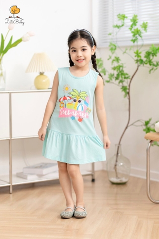 Váy nỉ kẻ Bé gái cổ sen size 2/10 tuổi