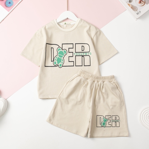 Bộ cotton Bé trai ngắn tay chữ BIS size 4/12T