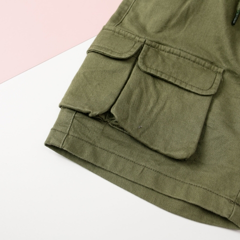 Quần vải dài kẻ caro BG, BT kaki sooc 2 túi ốp 1 bên 10/16 x24