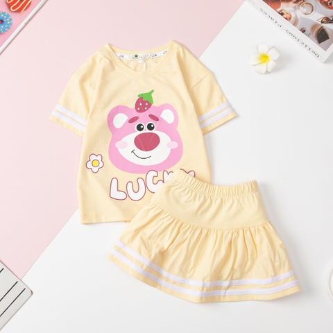 Bộ cotton Bé gái chân váy chạy sọc size 3/10 tuổi