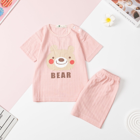 Bộ cotton giấy Bé trai, bé gái cúc vai size 1/5 tuổi