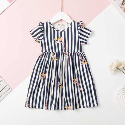 Váy cotton Bé gái ngắn tay bèo vai size 2/12 x24