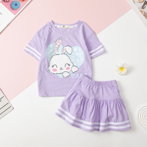 Bộ cotton Bé gái chân váy chạy sọc size 3/10 tuổi