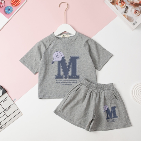 Bộ cotton ngắn tay Bé gái chữ M size 2/8T x24