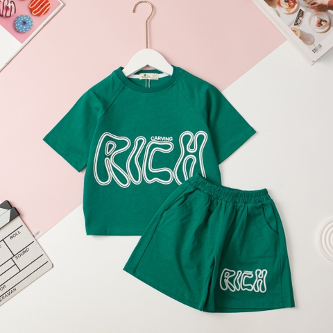 Bộ cotton ngắn tay Bé gái in RICK size 4/16T x24