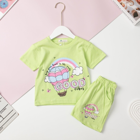 H436 Bộ Bé gái cotton 2 chiều size 2/7T x24