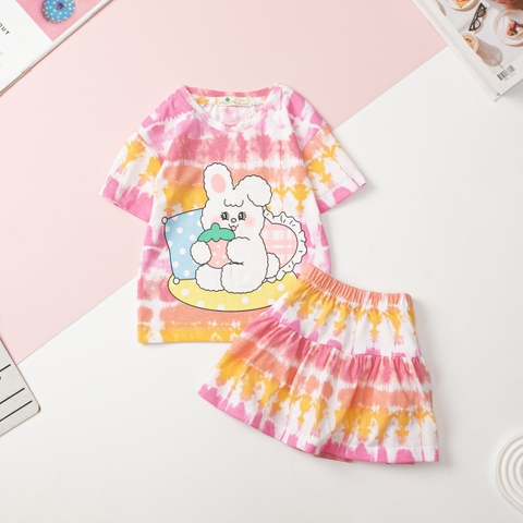Bộ cotton BG chân váy vải loang 3/10 x24