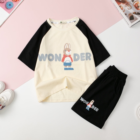 Bộ cotton Bé gái ngắn tay phối thỏ size đại 8/14T