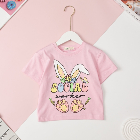 H440 Áo cotton ngắn tay Bé gái size 2/12T x24