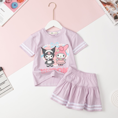 Bộ cotton BG chân váy chạy sọc 3/10 x24