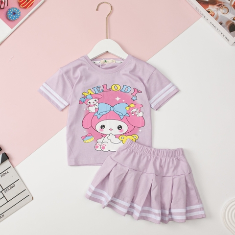 Bộ cotton BG chân váy chạy sọc 3/10 x24